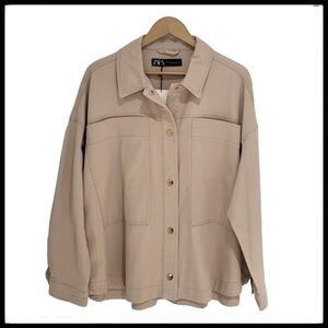NWT Zara Button Down Denim Oversized Shirt Shacket Jacket